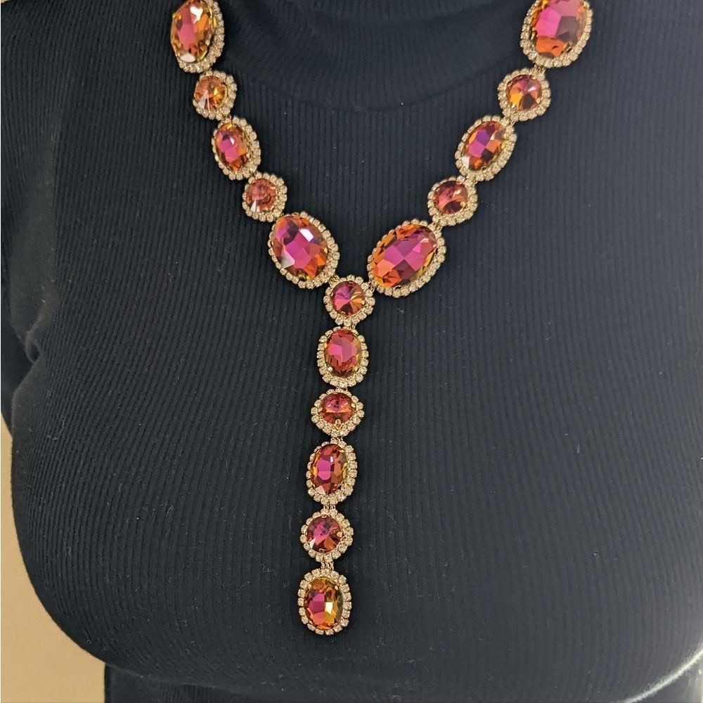 Y-shape Rhinestone Necklace and Earring Set - Picture 5 of 5